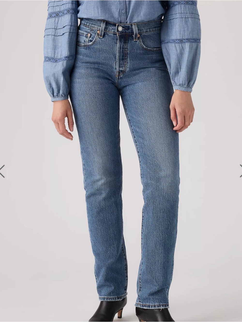 Levi's 501 Original Button Fly Straight Leg Jean in Medium Indigo